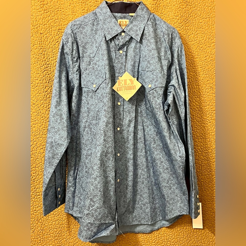ELY CATTLEMAN Paisley Western Snap Shirt (Men’s XL)